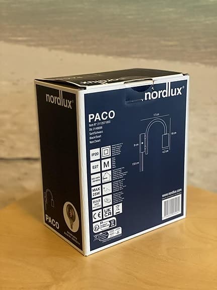 Nordlux, Paco, vägglampa, svart, helt ny och oanvänd!