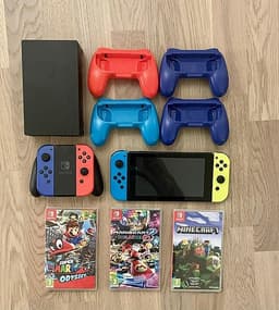 Nintendo Switch + 4 kontroller + Spel