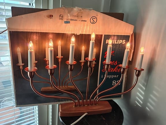 Philips GK 83 adventsljusstake i koppar och teak