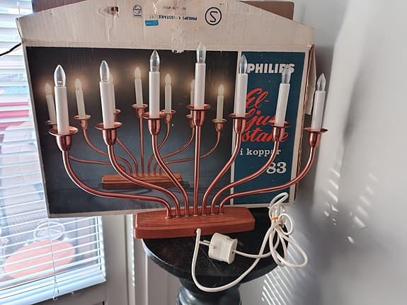 Philips GK 83 adventsljusstake i koppar och teak