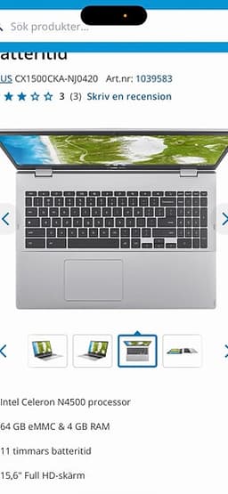 Helt ny Asus CX 1500 Chromebook