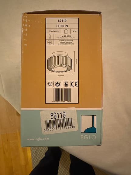 Vägg eller taklampa Eglo Chiron 89119 helt ny i förpackning