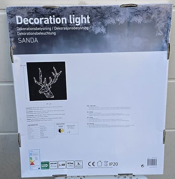 Decoration light Dekorationsbelysning NY 
Deer / ren . Ny i förpackning.