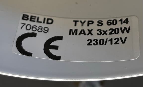 Belid Cato 3 Mattvit, Modell S6014