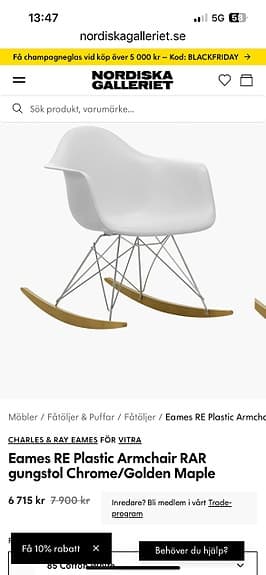 Vit gungstol i nyskick!