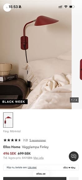 Vägglampa Ellos Finley