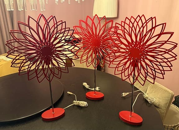 3 st röda Adventsstjärnor Adventsljusstakar Julstjärnor