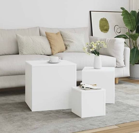 Vit sidobords-set, 3 st – nyskick!