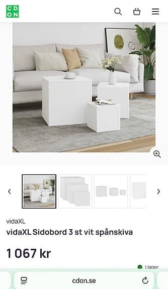 Vit sidobords-set, 3 st – nyskick!