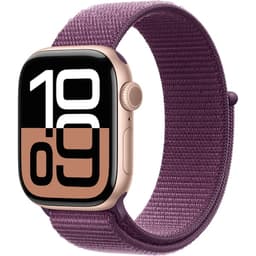 Apple Watch Series 10 (GPS), 42 mm aluminiumboett i roséguld med plommonfärgad sportloop - A - Som ny