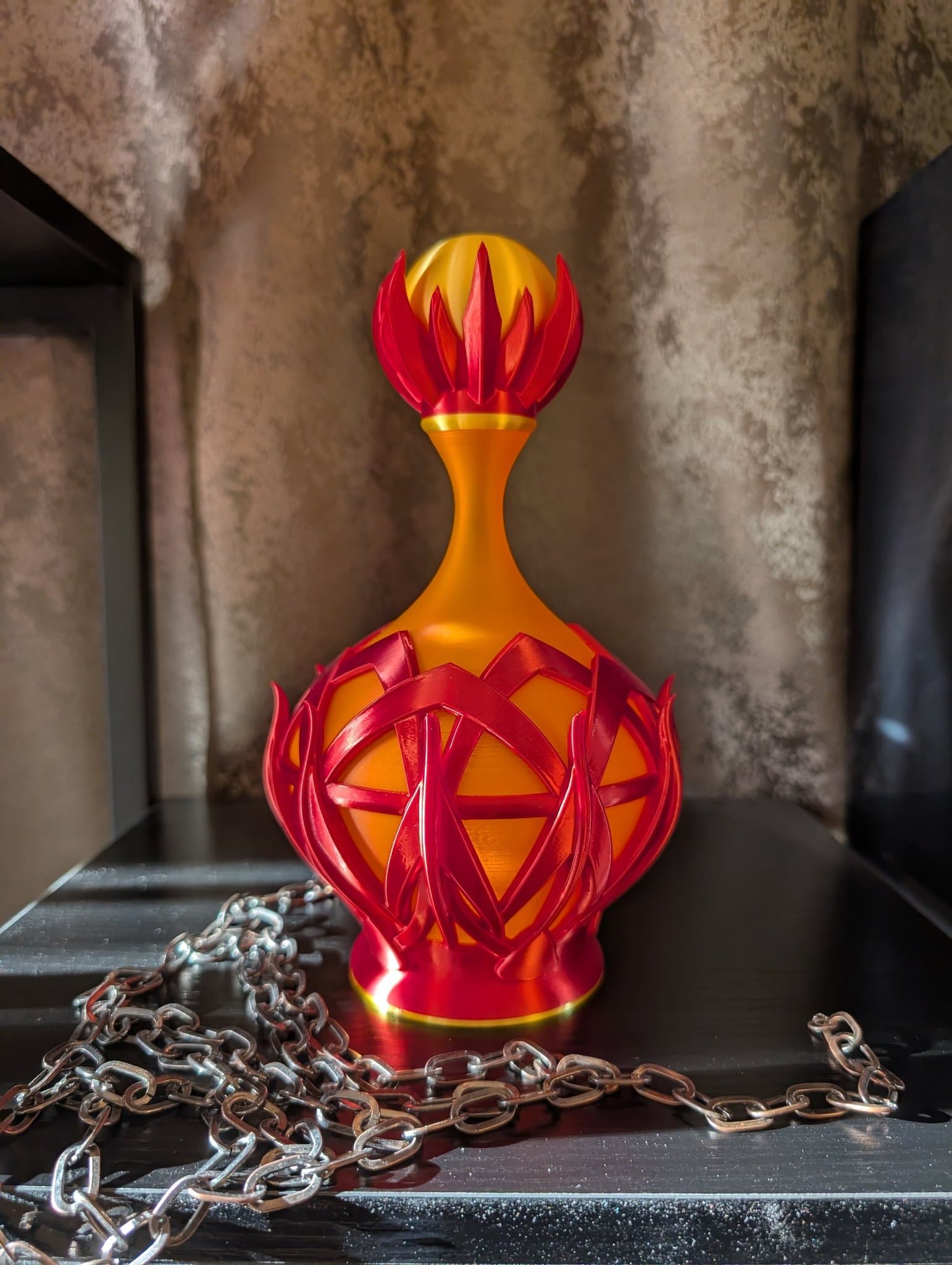 Dekorativ nattlampa / mysbelysning, Potion Bottle (egen design, Fire Lotus)