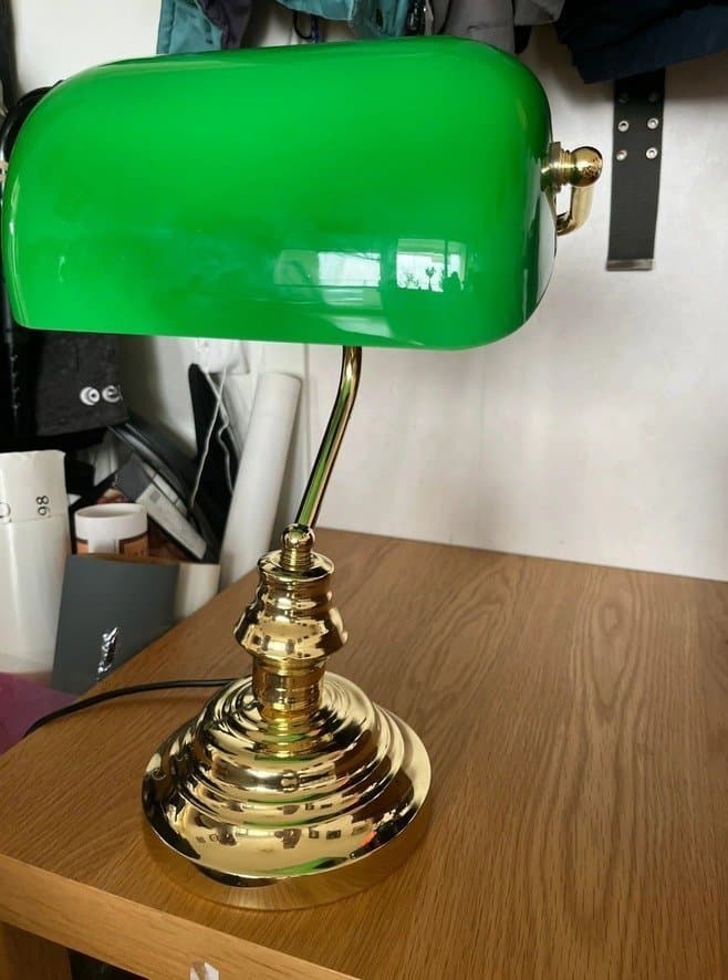 Grön Bankirlampa 40 cm . bordslampa