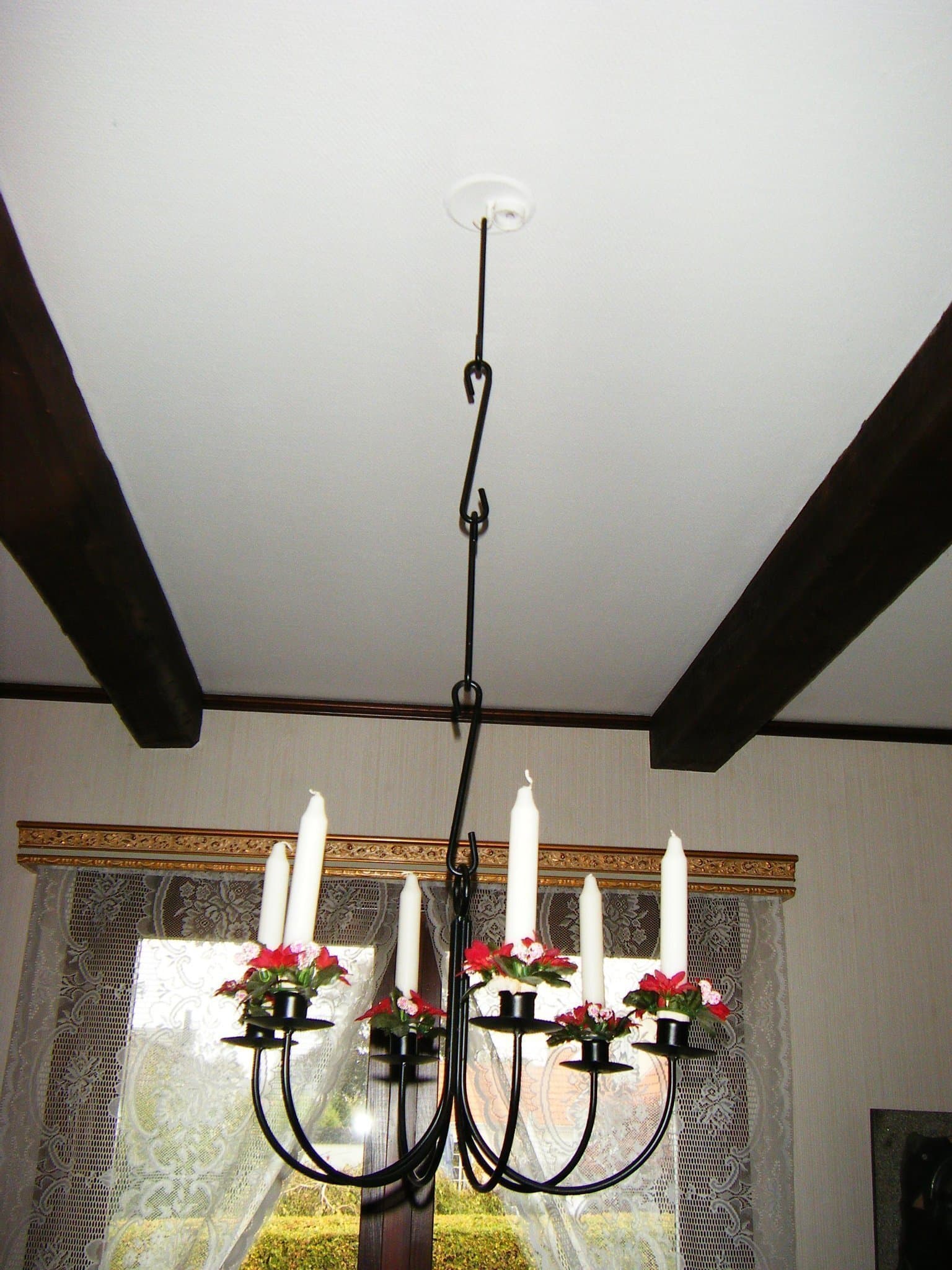 Ljus ampel i smide - 6 st. ljus med manschetter - Vintage - Lampa - Retro - Kök