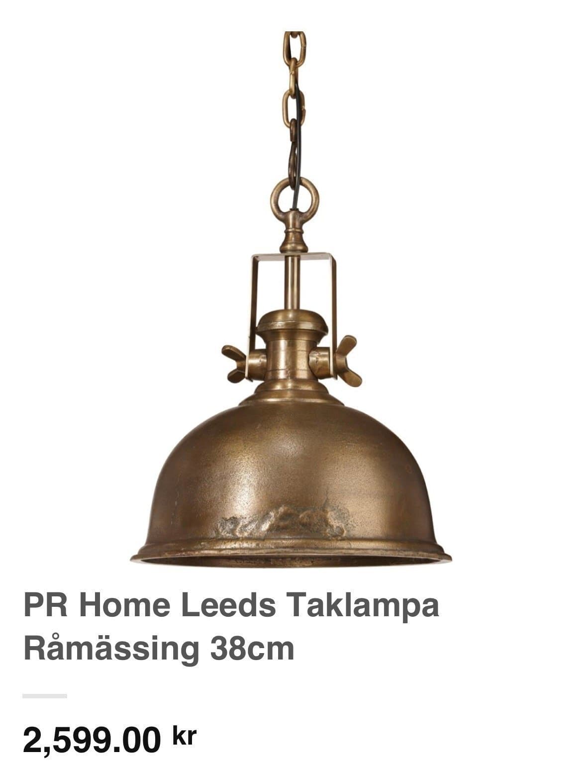 PR Home Leeds Taklampa Råmässing 38cm