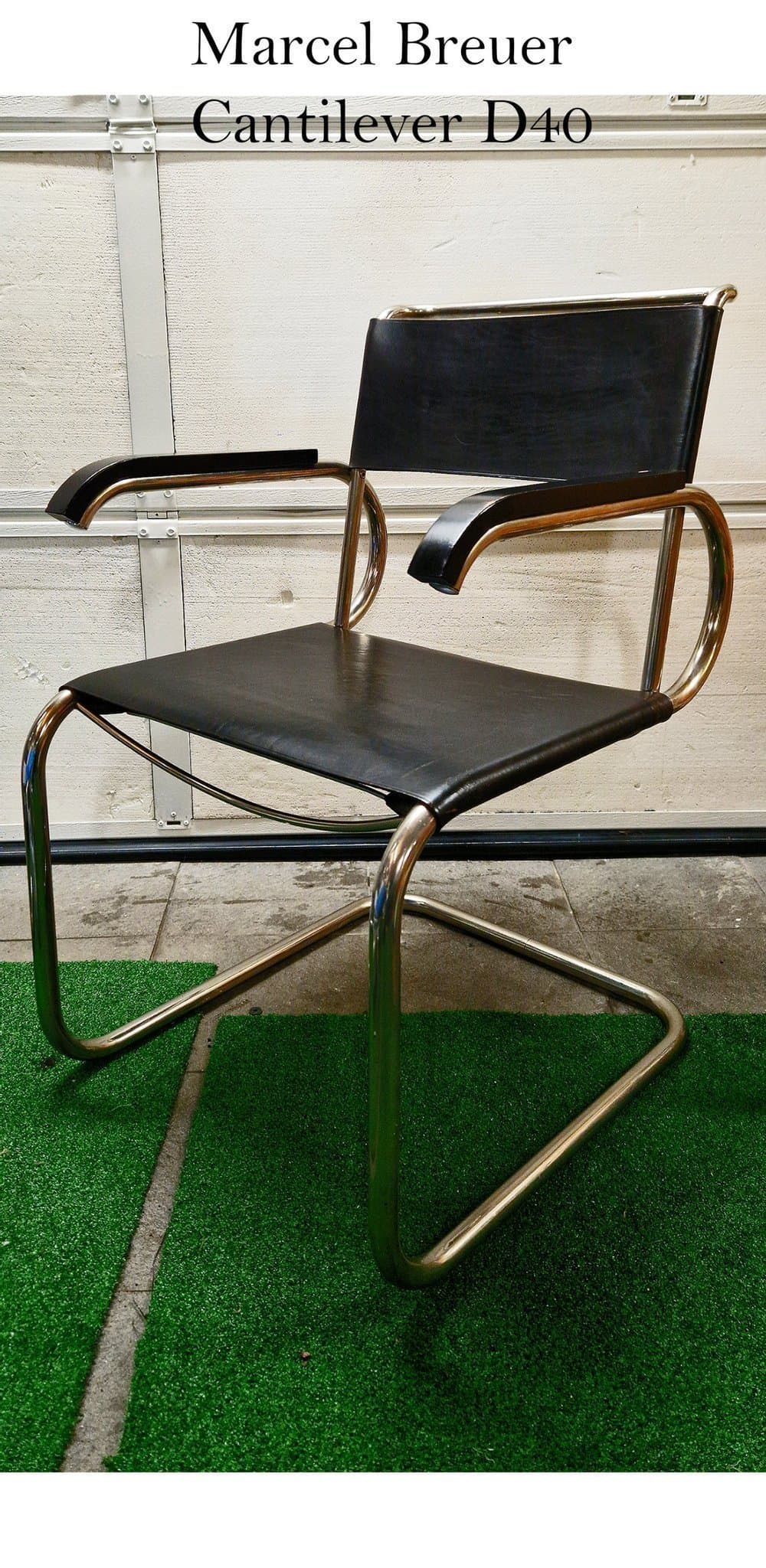 Marcel Breuer Bauhaus - D40 stolar i väldigt bra skick. Svart skinn 4 styck.