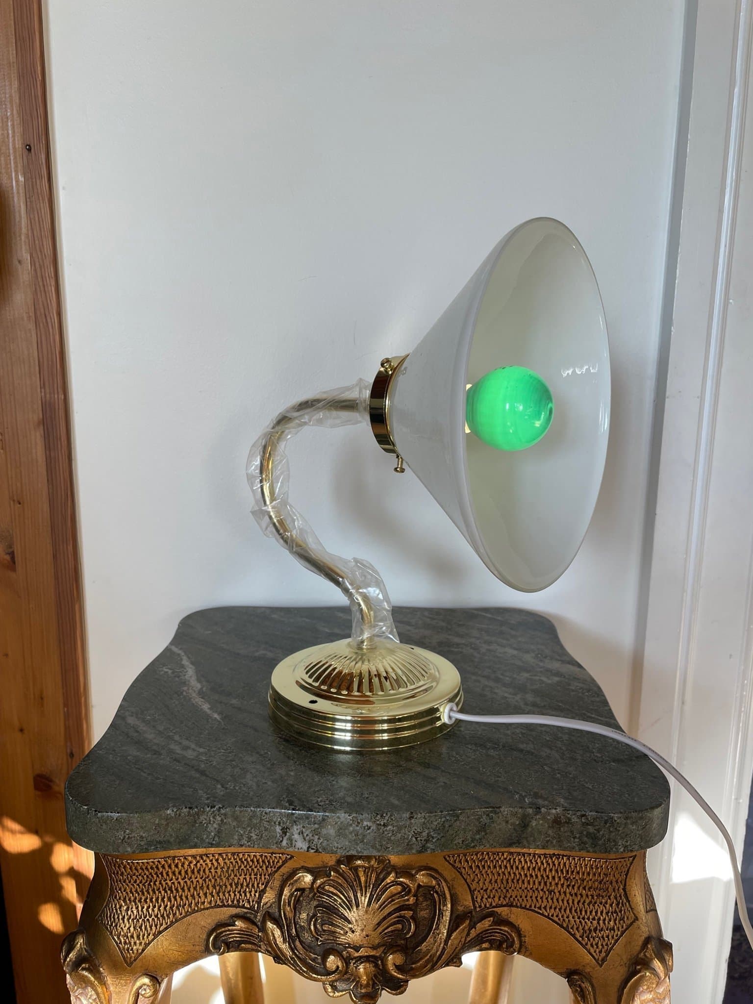 Vintage 1990 IKEA Bymoln Vägglampa New with Original Box and Manual Glass&Gold
