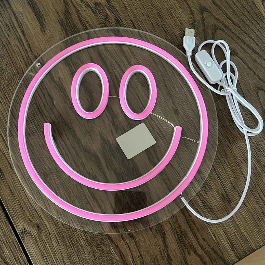 Rosa Neon Lampa - Smiley