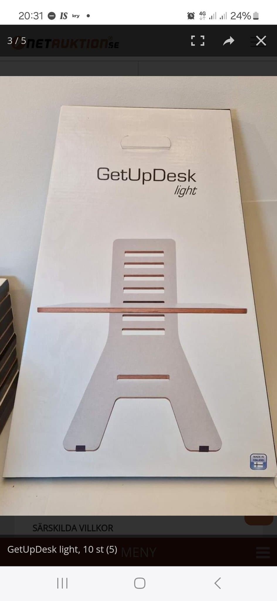 Ergofinland GetUpDesk Light Justerbart databord hylla