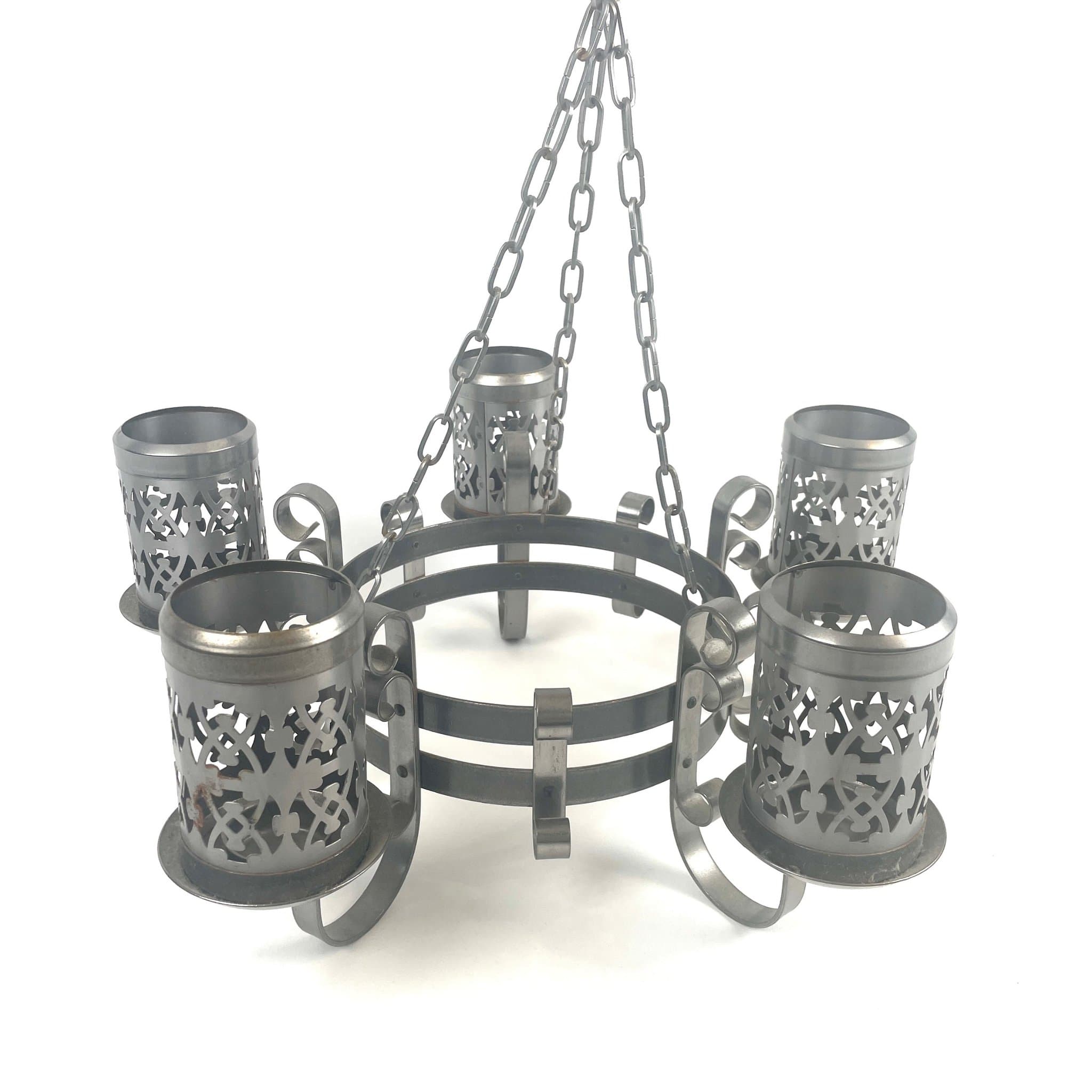 Hängande ljuskrona i smide – 5 ljushållare