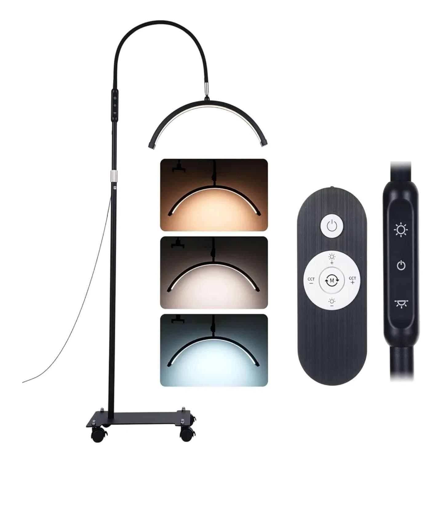 18 tums LED-lampa i halvmåneform med hjul och avtagbar klämma – 2 500 LM, CRI>95