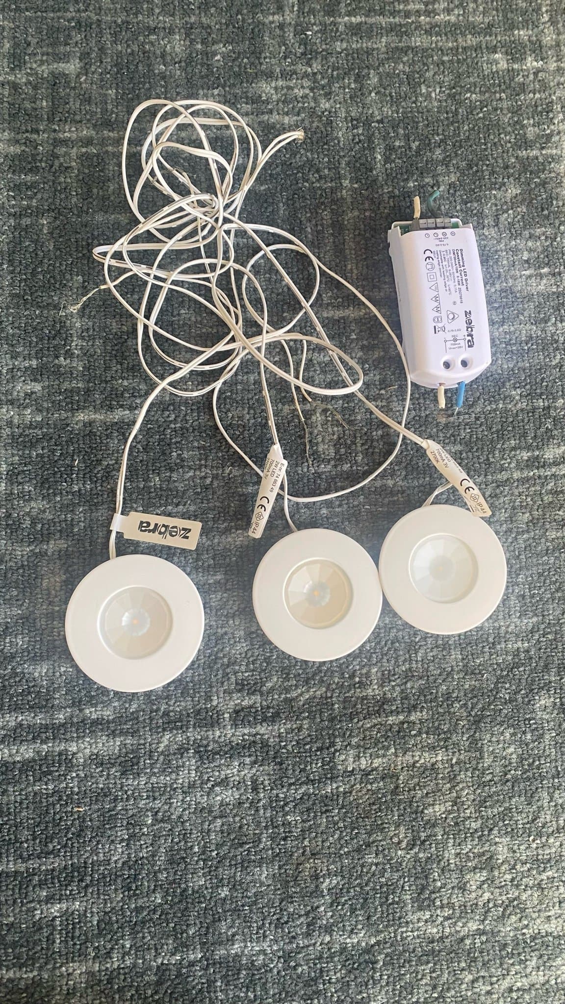 Zebra mini LED-spotlights, 3 st + dimmig Led driver