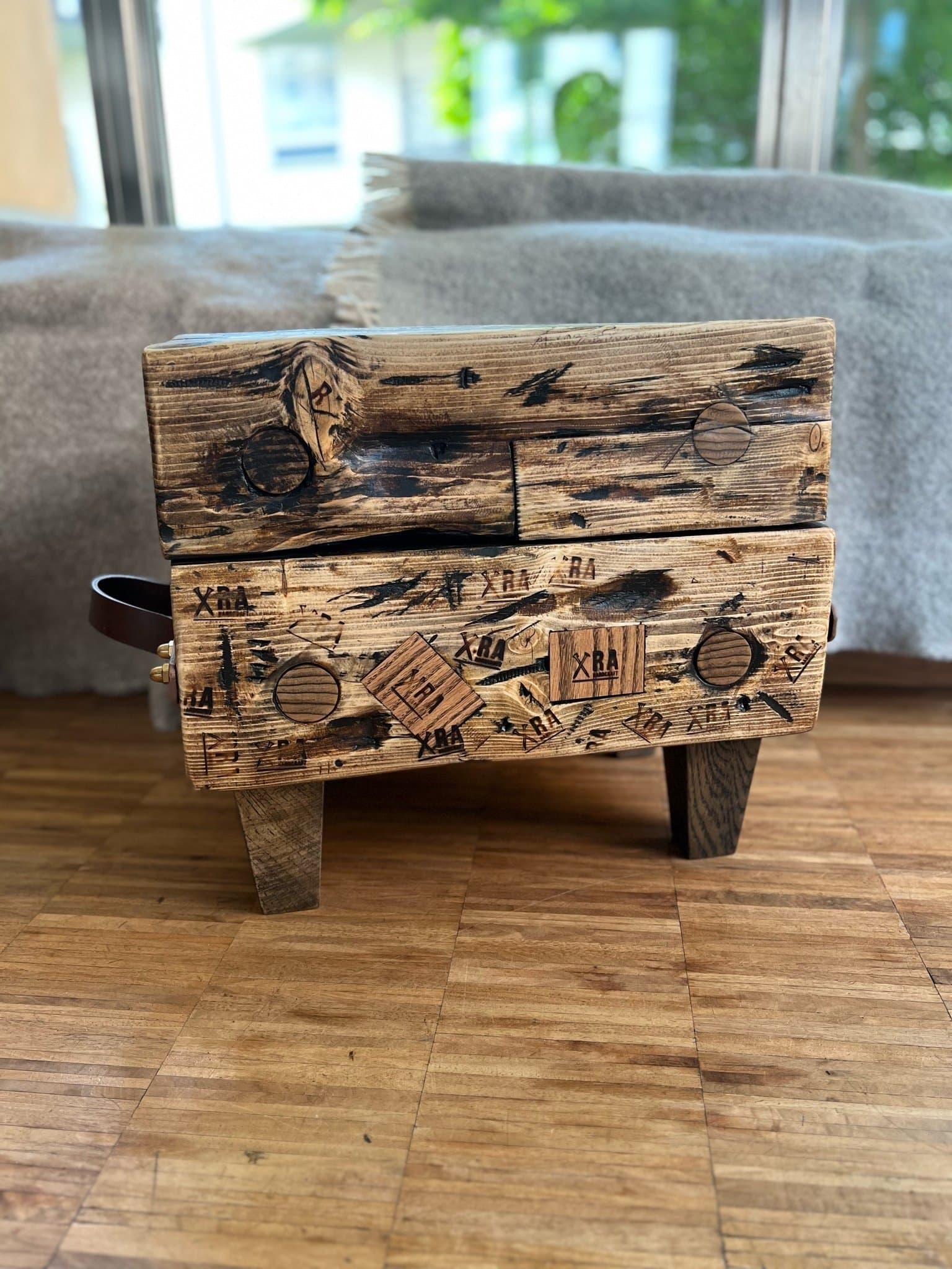 Wood stool.