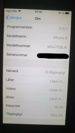 iPhone 6, A1586, 16 GB, Black/grey