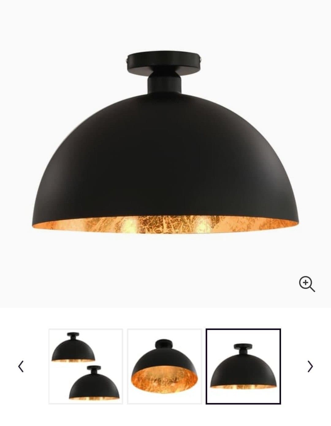 Taklampa i svart och guld N3