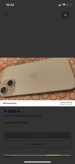iPhone 15 blå/vit 94% Batterihälsa!