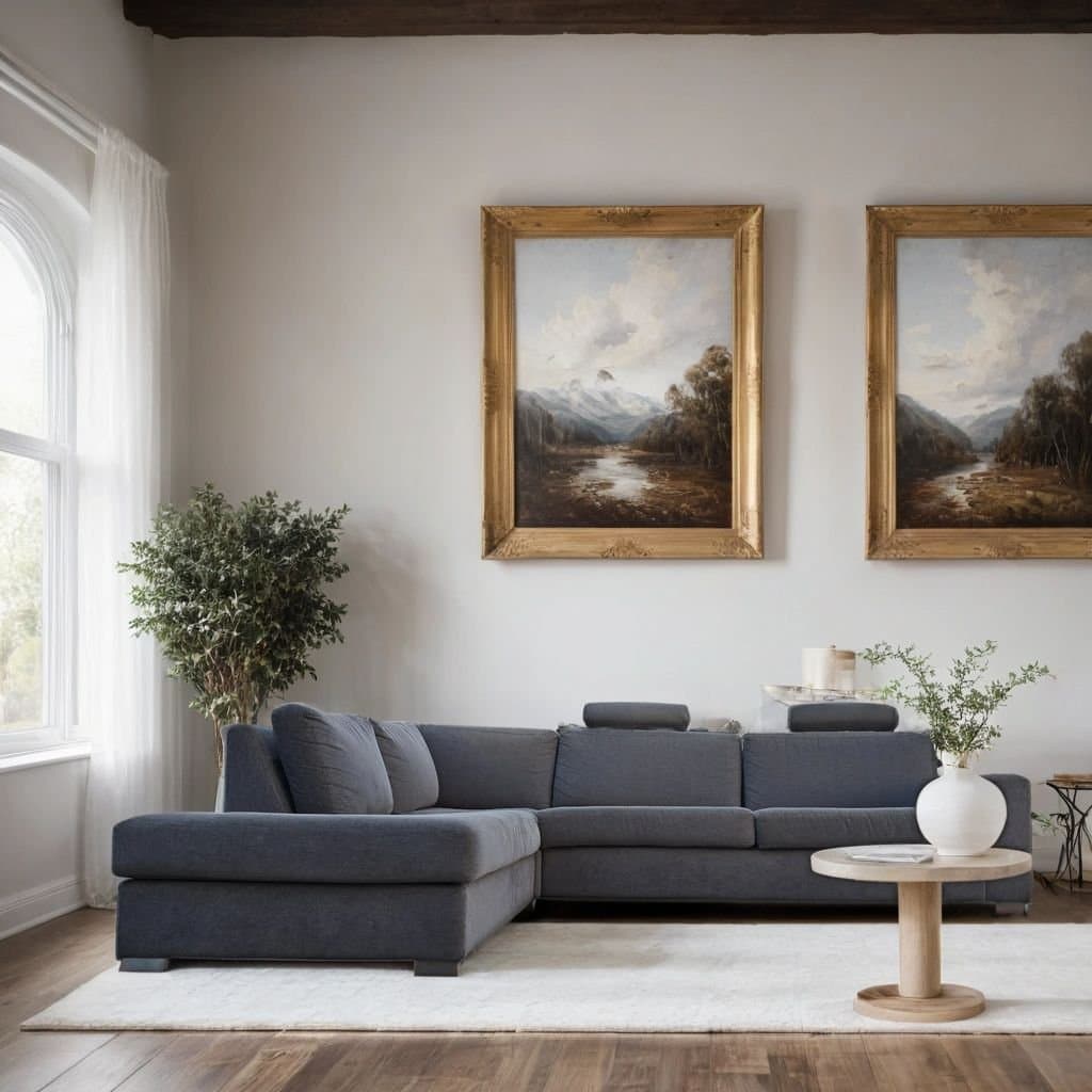 Hörnsoffa i grått tyg – mycket fint skick