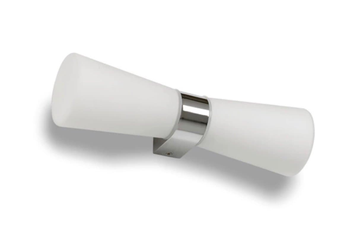 NY! Vägglampa Roxen IP44 Krom/Vit Glas