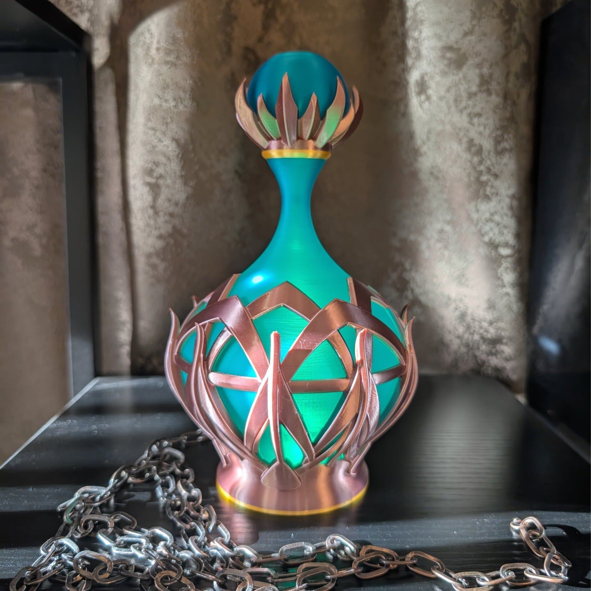 Dekorativ nattlampa / mysbelysning, Potion Bottle (egen design, Steampunk Lotus)