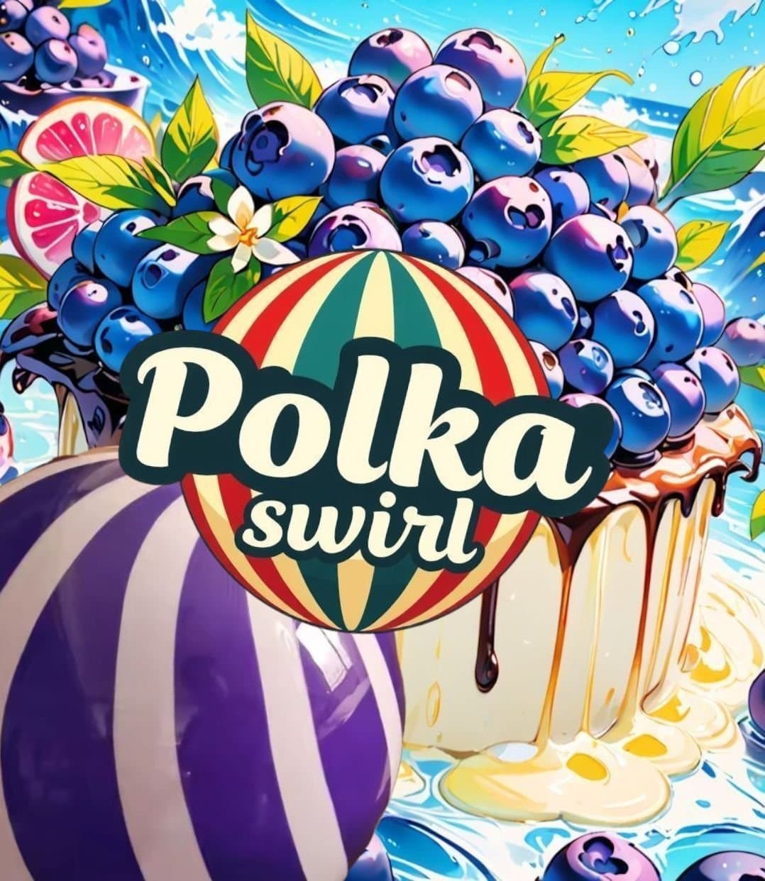 Polka Swirl Glas Mässing Taklampa 30 cm Lila/Vit randig design