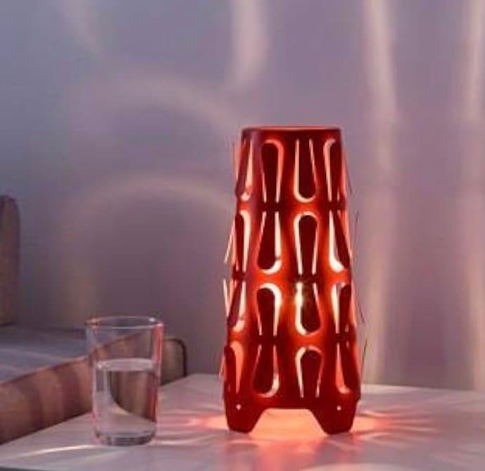 Bordslampa retro Ikea Kajuta röd/orange metall, design David Wahl oanvänd
