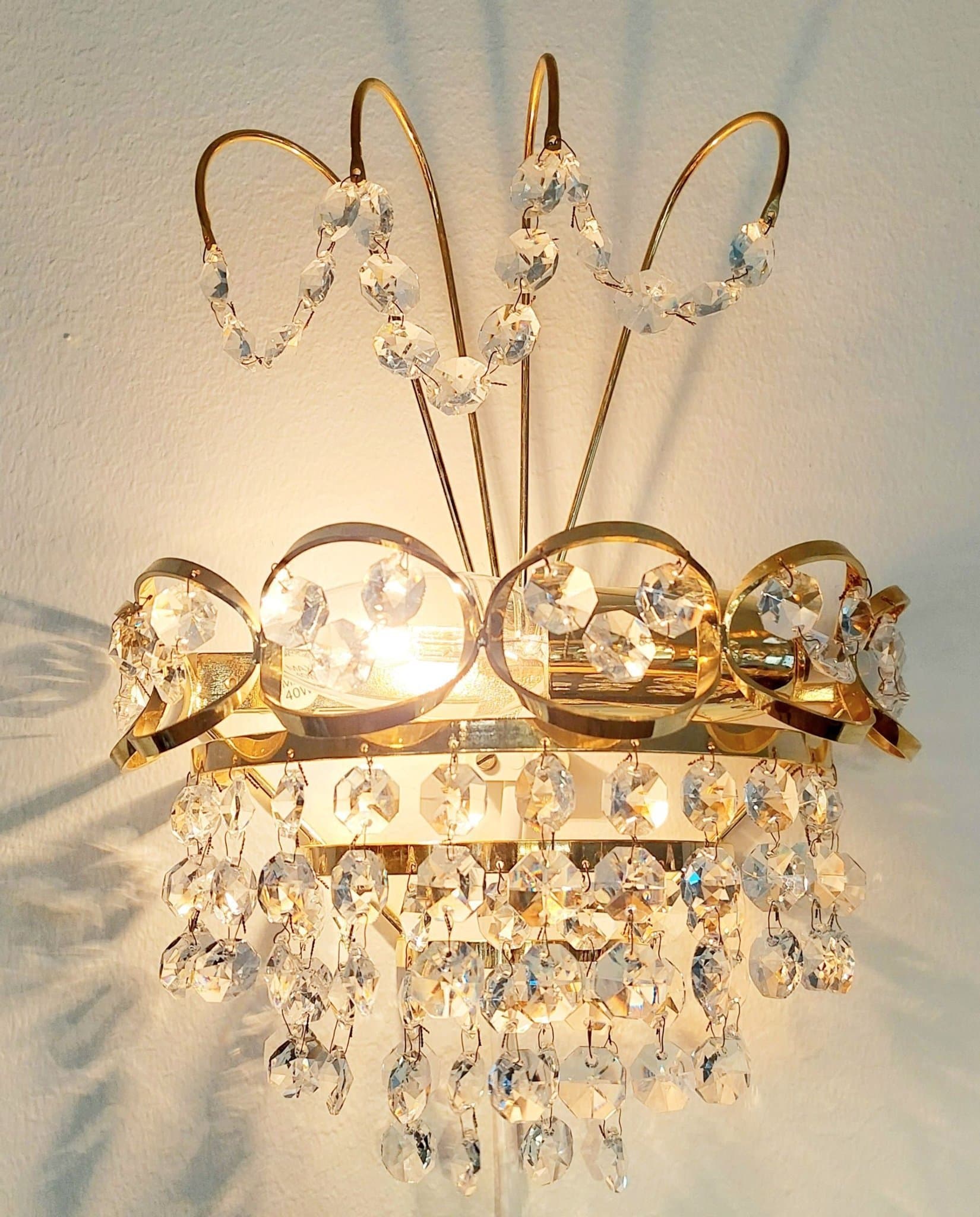 Lars&Bo Armatur Hultsfred vägg kristall-lampa Supervacker Retro Ny el Oskadad