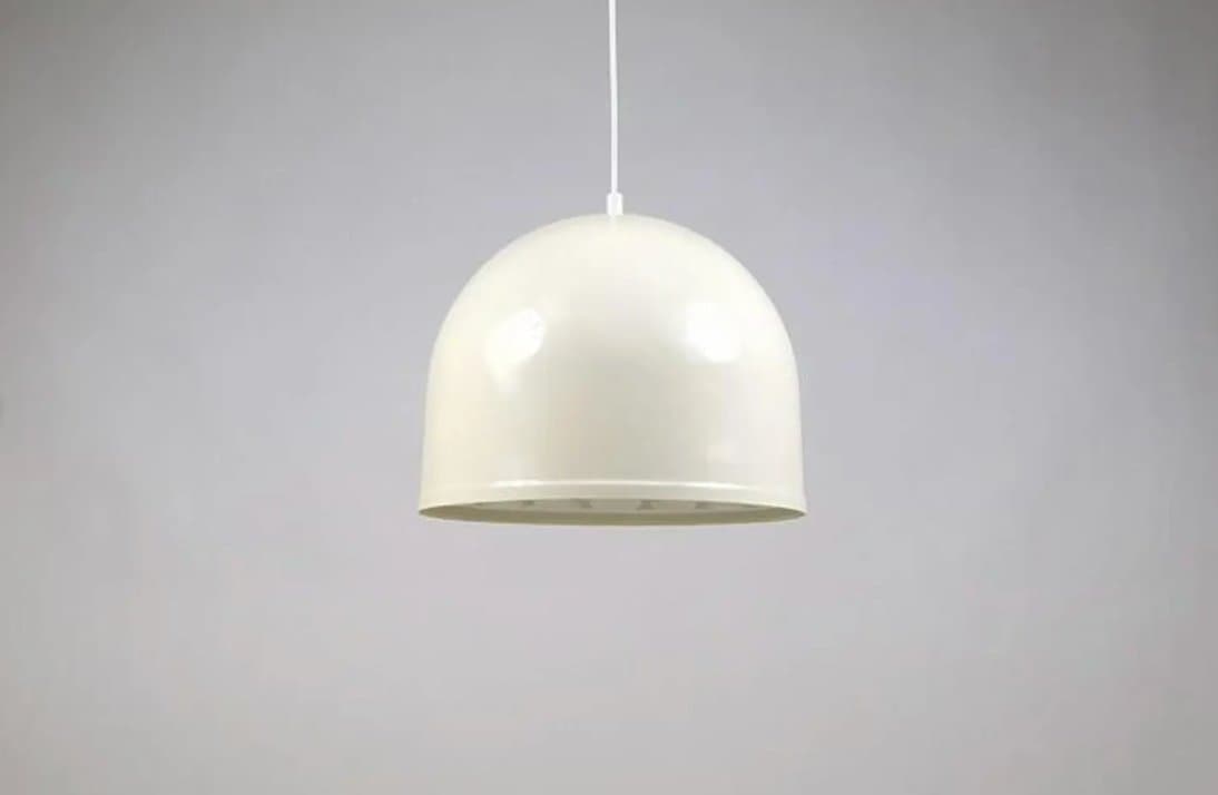 Vintage skandinavisk taklampa – vit plast, 1960-tal (i stil med Eje Ahlgren)