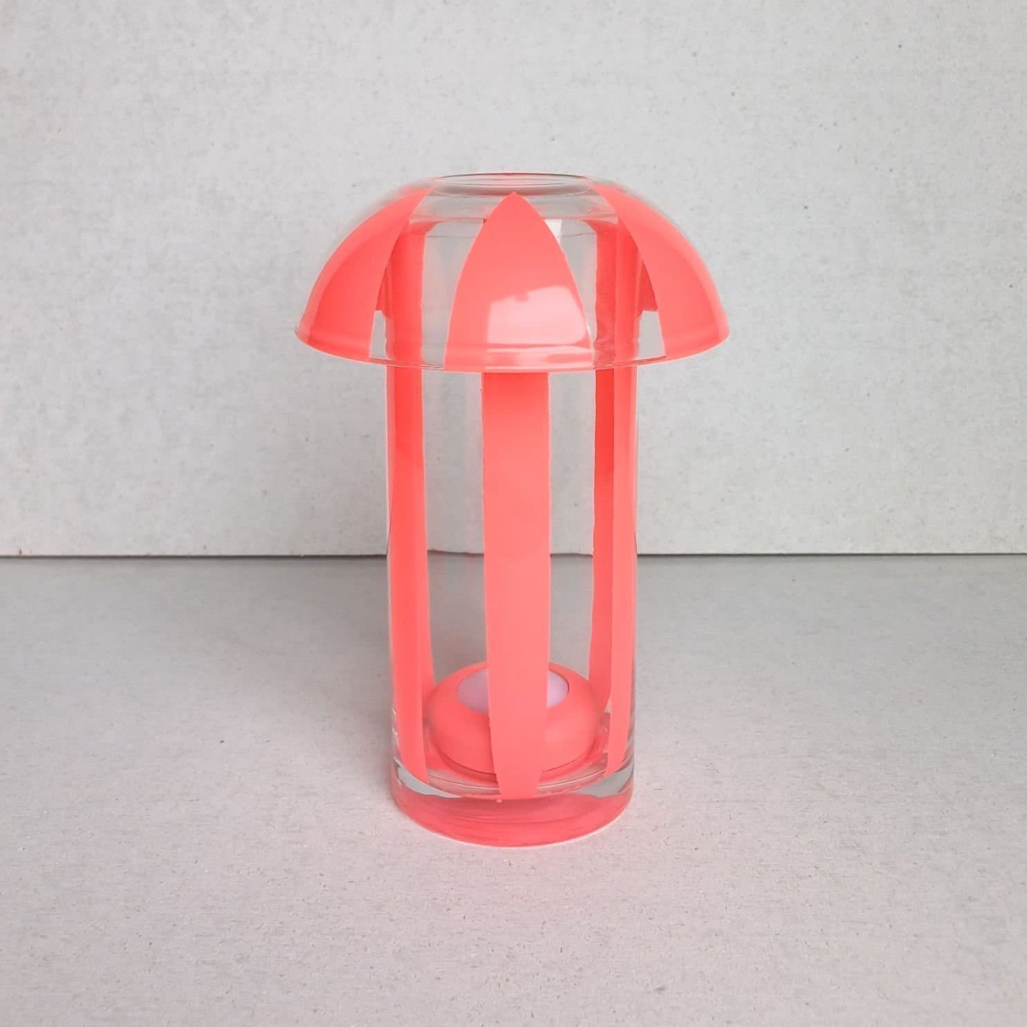 Unik lampa, dekorativ glas design konst, återbruk hållbart rosa neon handgjord