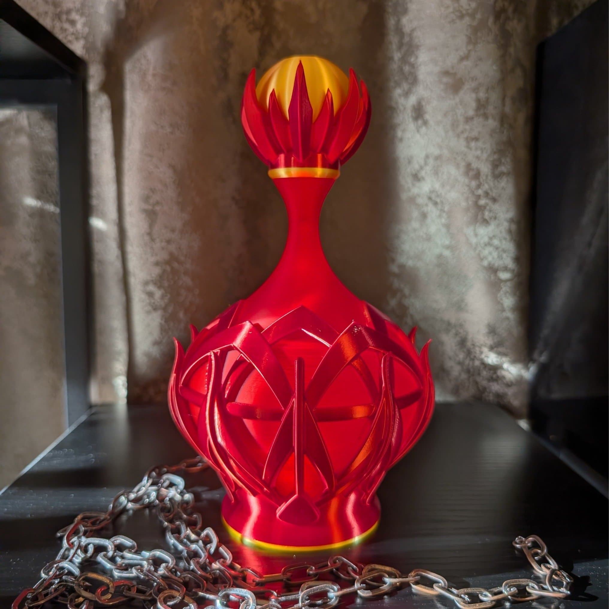 Dekorativ nattlampa / mysbelysning, Potion Bottle (egen design, Red Lotus)