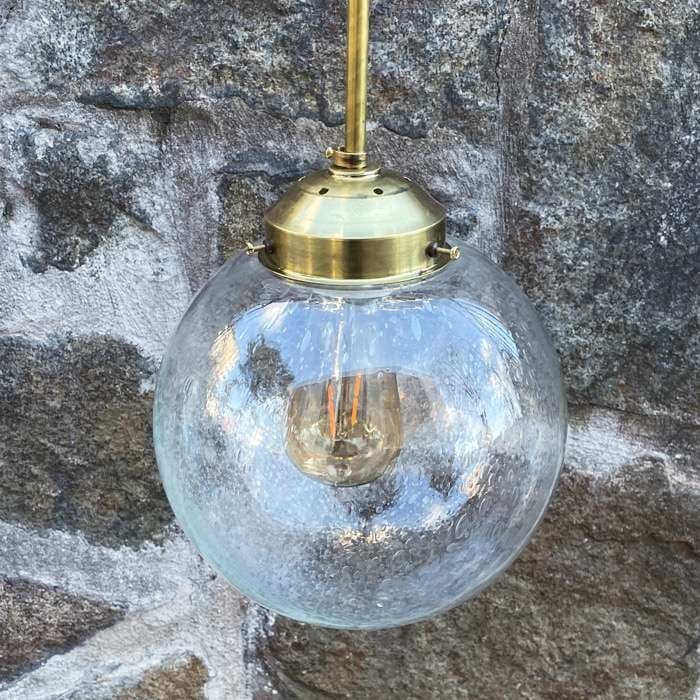 Vintage taklampa, klarglas / mässing