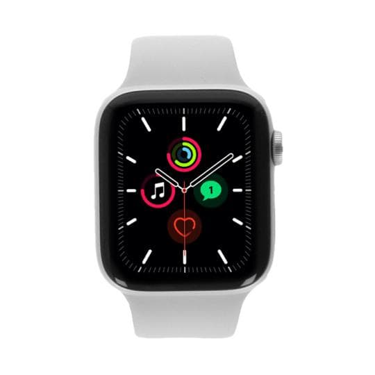 Apple Watch SE GPS 44mm Aluminium silber Sportarmband weiß