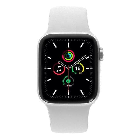 Apple Watch SE GPS + Cellular 40mm Aluminium silber Sportarmband weiß