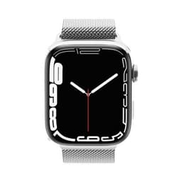 Apple Watch Series 7 GPS + Cellular 45mm Edelstahl silber Milanaise-Armband silber