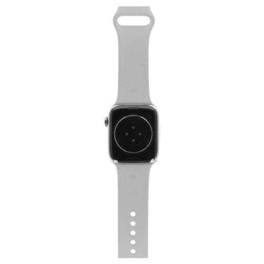 Apple Watch Series 8 GPS + Cellular 45mm Edelstahl silber Sportarmband weiß