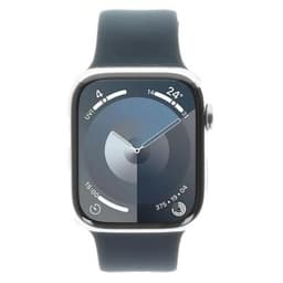 Apple Watch Series 9 GPS + Cellular 45mm Edelstahl silber Sportarmband sturmblau M/L