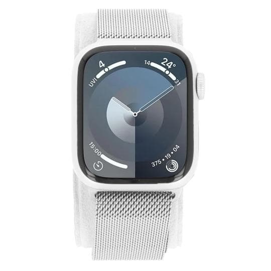 Apple Watch Series 9 GPS 45mm Aluminium silber Milanaise-Armband silber