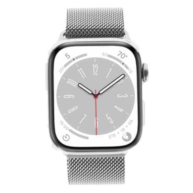 Apple Watch Series 8 GPS Edelstahlgehäuse silber 45mm mit Milanaise-Armband silber