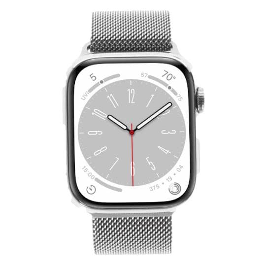 Apple Watch Series 8 GPS Edelstahlgehäuse silber 45mm mit Milanaise-Armband silber