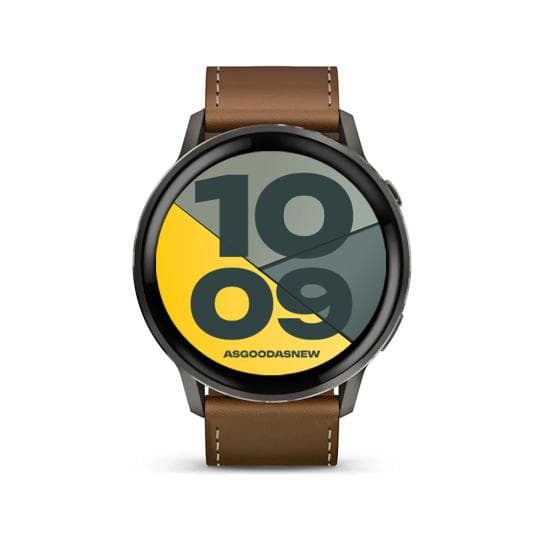 Garmin Venu 4 45mm schwarz/schiefergrau Leder-Armband dunkelbraun (010-03014-03)
