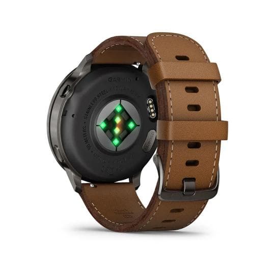 Garmin Venu 4 45mm schwarz/schiefergrau Leder-Armband dunkelbraun (010-03014-03)