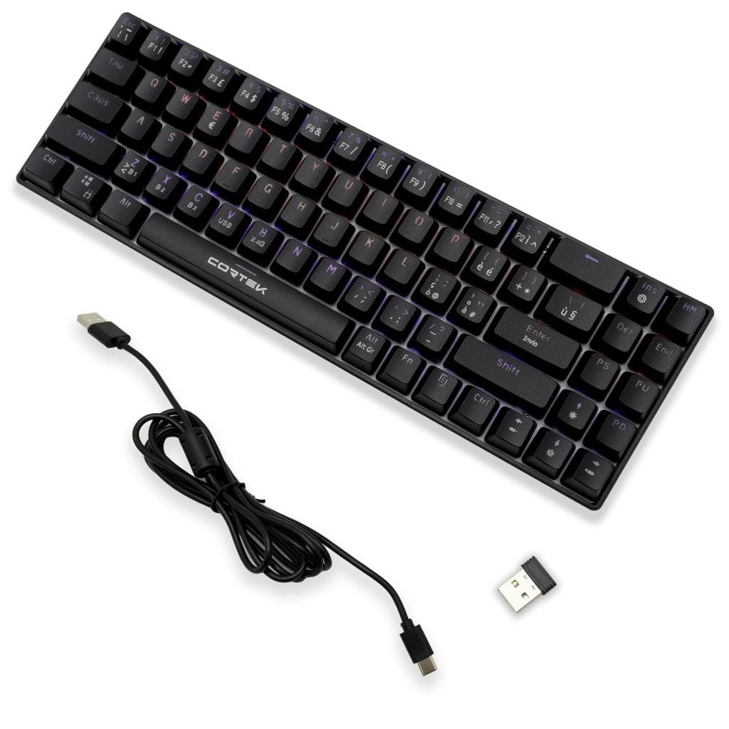 Cortek Tastatur QWERTY Italienisch Wireless mit Hintergrundbeleuchtung Alpha